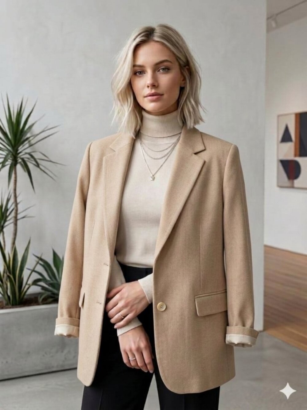 H&M beige blazer jacket – Size S (oversized fit)